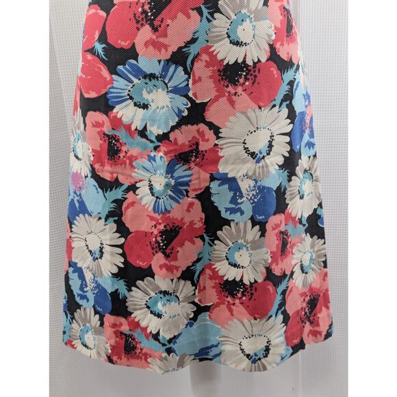 TALBOTS! COOL BLUES, PINK & WHITE FLORAL, TEXTURED COTTON BLEND SKIRT! SZ 8 - Picture 4 of 9